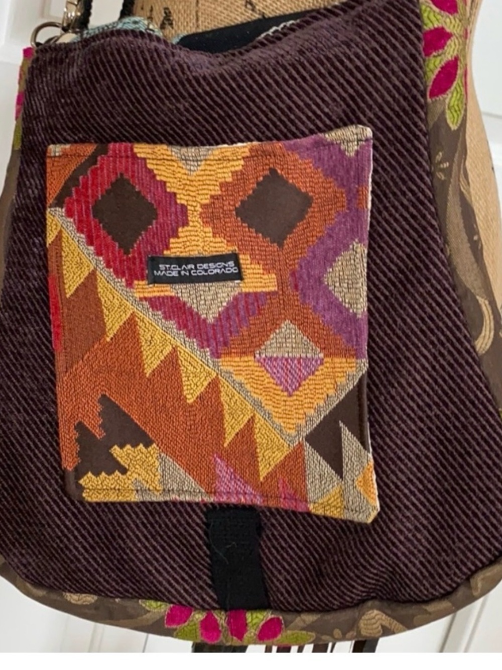 Boho Patchwork Fringe Crossbody Bag - Multicolor ST. Clair Design Bag Pedestre - Picture 6 of 7